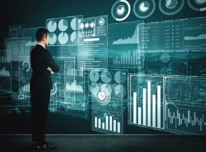 man looking at metrics and charts