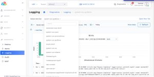 A Diagnostics Logging dashboard screen.