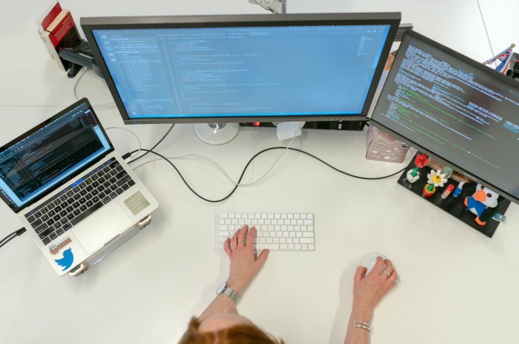 Software engineer working at her desk.
