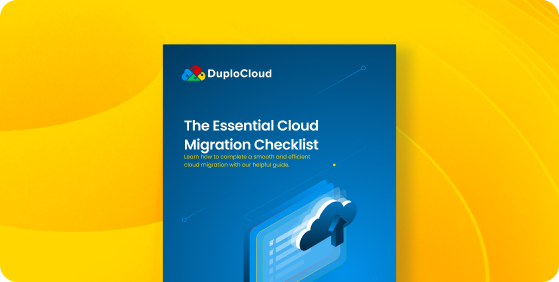A cover for the ebook "The Essential Cloud Migration Checklist" against a yellow background.