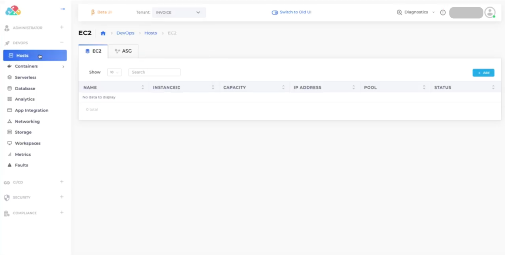 DuploCloud Dashboard UI