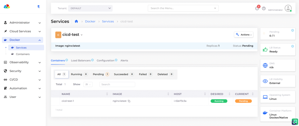 Docker container dashboard